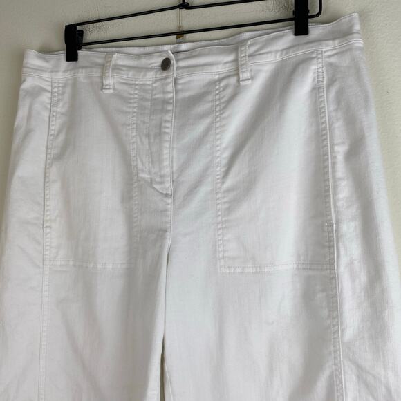Eileen Fisher Lantern Jeans Size L White Organic Cotton Crop Denim Casual Staple - Picture 8 of 13